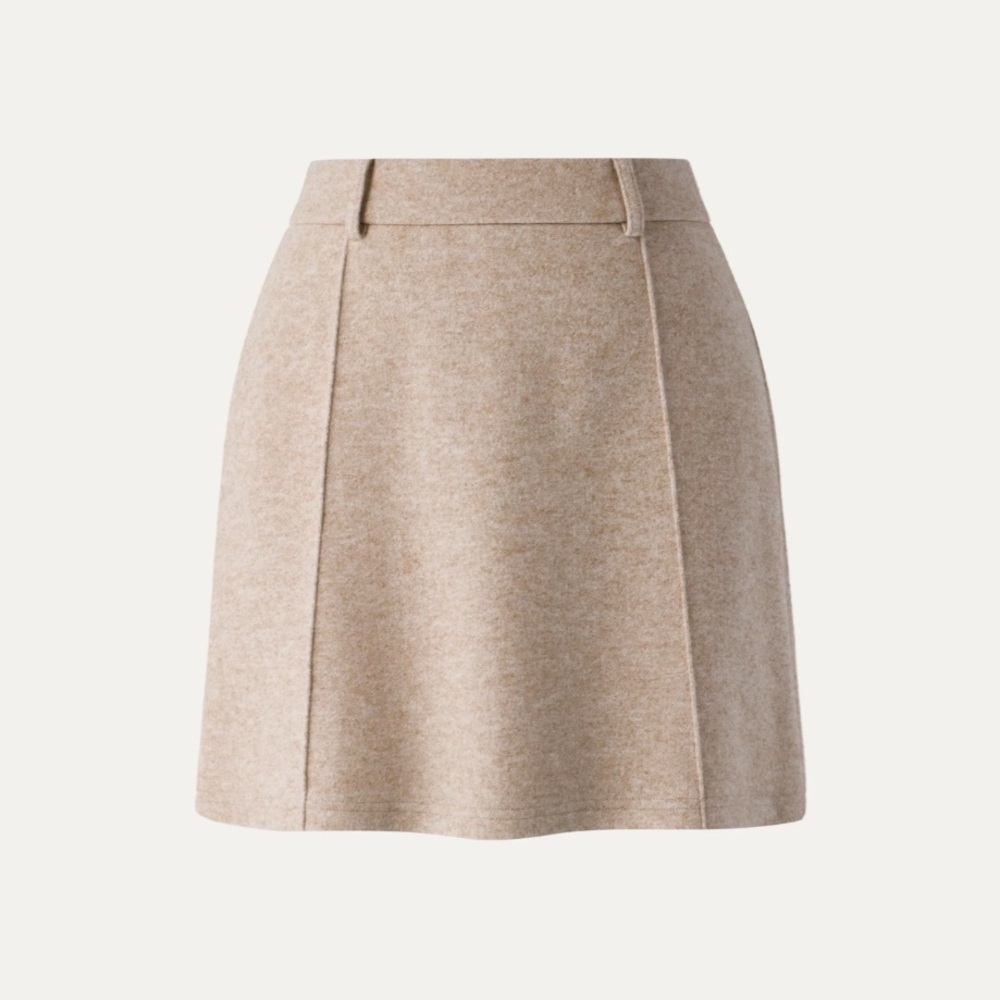 CashSoft High Waisted Flare Hem Mini Skirt - Heather Oatmeal Size Small